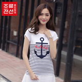 潮流前线2016年新款夏季女装 经典水手印花短袖t恤 韩版潮百搭