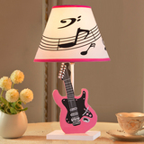 现代简约创意时尚卡通粉红色吉他台灯卧室床头灯温馨可爱儿童调光