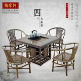 红木家具鸡翅木泡茶桌椅组合中式仿古功夫茶几实木方形小茶台特价