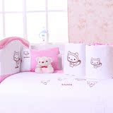 小硕士正品婴儿床床品八件套纯棉宝宝床品套件bb床上用品 粉色淘