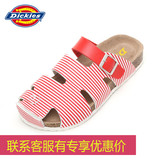Dickies夏季新款 条纹软木拖沙滩拖 舒适耐磨凉鞋 双色防滑