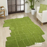 潮牌个性创意不规则异形绿色腈纶图案地毯客厅茶几地垫可定制做