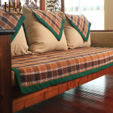 朴居格子沙发垫田园布艺防滑坐垫现代简约四季棉麻夏季定做沙发套