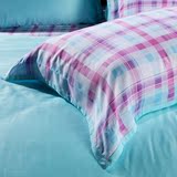 富安娜家纺 床上用品天丝枕套床品贡缎平边枕头套一对蓝田暖玉