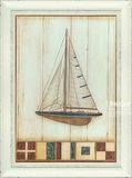 地中海 美式乡村田园帆船船桨实木装饰板画创意组合 儿童房卡通