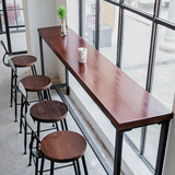 欧美式铁艺休闲咖啡厅酒吧台桌 家用长条实木桌餐桌高脚吧台桌椅