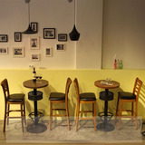 高档酒吧桌椅 简约咖啡厅桌椅 甜品奶茶店桌椅组合 实木吧台桌椅