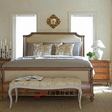 外贸美式乡村双人床复古怀旧布艺床新古典欧式法式北欧实木床家具