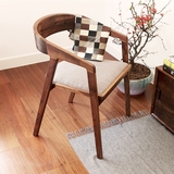 北欧日式黑胡桃木餐椅全实木扶手靠背白橡木软包椅子书桌餐厅
