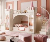 [转卖]特价欧式女孩公主城堡床美式儿童床带滑梯双层实木高低床