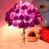 浪漫欧式个性创意台灯卧室床头灯紫色温馨水晶台灯