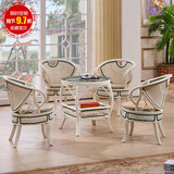 阳台桌椅天然白色真藤椅三件套庭院休闲欧式藤椅子茶几五件套组合