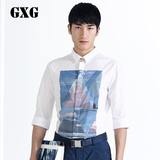 GXG[特惠]男装 夏季新品 时尚白色休闲潮流斯文中袖衬衫#42123056