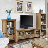 美式乡村实木电视机柜 橡木矮柜简约法式地中海风格敞开式组合柜