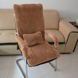 冬季毛绒办公椅子座垫老板椅垫带靠背加厚防滑电脑椅连体坐垫可爱