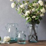 兰茜手工双耳玻璃花瓶新古典美式欧法式乡村田园花器花插现代简约