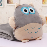 可爱熊猫空调毯 毛绒猫咪猫头鹰抱枕靠垫 儿童空调被子两用大号