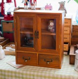 zakka杂货柜实木做旧复古玻璃抽屉桌面收纳盒化妆品整理柜特价