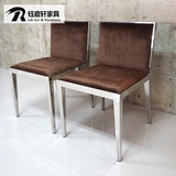 新中式餐椅现代简约靠背椅布艺时尚休闲椅时尚简约不锈钢餐椅