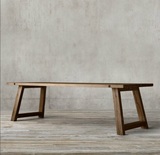 美式复古实木大型会议桌 办公桌写字台做旧实木餐桌长方形饭桌