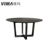 餐厅圆桌 维玛家居现代简约圆餐桌黑橡木色 实木圆桌定制CV010