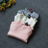 女童毛衣套头全棉针织打底衫羊绒衫儿童婴儿宝宝中高领毛线衣1-3