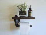 美式乡村复古日式zakka厕所卫浴铁艺水管纸巾架实木置物架搁板