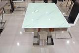餐桌钢化玻璃桌子椅多功能餐台小户型客厅现代简约组合不锈钢包边