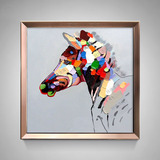 抽象动物手绘油画马头现代玄关走廊过道装饰简约餐厅挂画卧室壁画