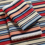 夏季条纹棉麻沙发垫坐垫布艺四季通用棉线编织亚麻沙发巾套靠背巾