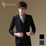 L'AME CHIC欧美男士成套三件套修身西装韩版职业商务正装结婚礼服
