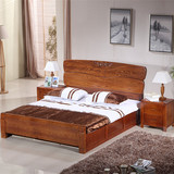 特价水曲柳全实木床双人厚重中式床1.8米高箱床PK海棠木床榆木床