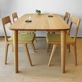 北欧实木饭桌子原木简约现代正方形家用小户型橡木餐桌椅组合
