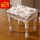 MHJ 韩式梳妆凳换鞋凳软包矮凳子白色田园实木化妆凳 脚凳