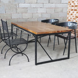 美式乡村咖啡茶餐厅桌椅实木家具原木复古铁艺餐桌书桌会议桌组合