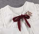 木马衬衫Amave刺绣软妹方领短袖衬衣 lolita软妹雪纺衬衫白色上衣
