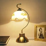 欧式触摸感应床头灯美式田园复古书房玻璃灯罩创意铁艺台灯