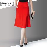 梅特玛丽2016春季女装新款中长款半身裙弹力高腰针织显瘦A字长裙