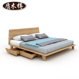 简约现代实木床 1.8米双人床 1.5m抽屉储物婚床 卧室家具青少年床
