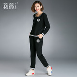 运动套装女秋季新款女士运动服加大码韩版修身休闲卫衣胖mm两件套
