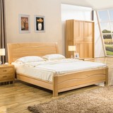 现代中式双人床  1.5米1.8米大床全实木床 榉木床 储物高箱床