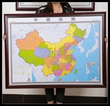 2016新版中国地图世界地图超大背景墙挂画老板办公室装饰画实木框