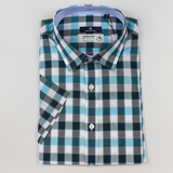 新款2015艾法利正品 男装短袖衬衫 纯棉格子衬衫比音勒芬原价1680