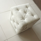 时尚沙发凳 现代风格沙发凳 优质皮艺脚凳 白色皮艺方凳