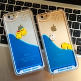 苹果6plus手机壳iPhone6保护套i6游泳小黄鸭子流动液体I5透明5s