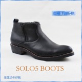 TB864K厂家直销SOLO5真皮手工尖头西部牛仔靴马靴马丁靴男式短靴