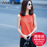 Amii2016春夏新品纯棉女式吊带背心漏洞韩版时尚无袖宽松打底衫