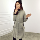 2015冬季轻薄羽绒服女中长款气质修身显瘦韩国印花冬装外套女潮