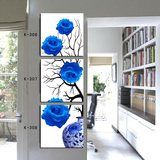 抽象花瓶客厅三联画 蓝玫瑰简约水晶装饰画 玄关走廊楼梯水晶壁画