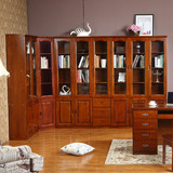 纯实木家具 中式现代实木转角单门双门书柜带抽可自由组合特价